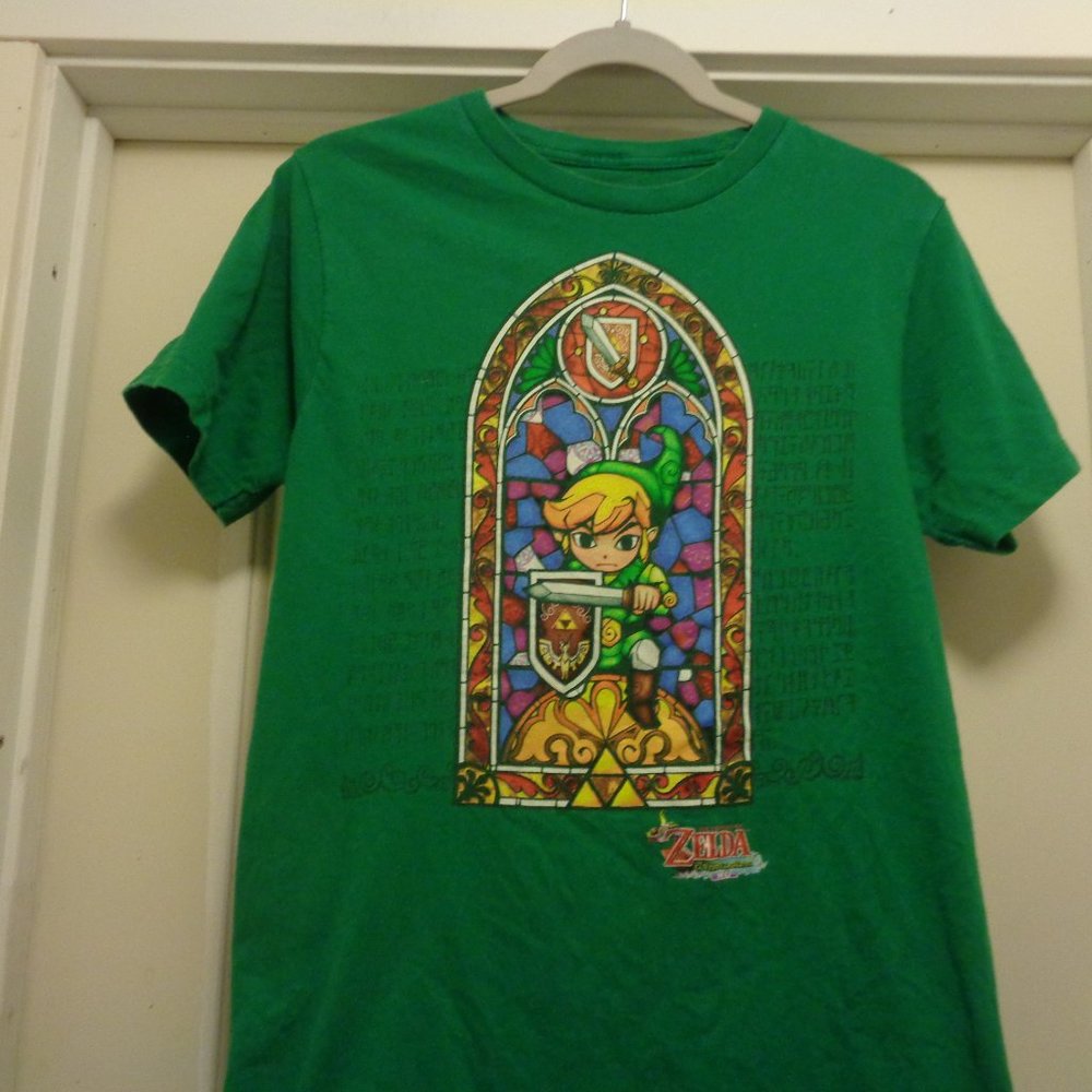 GAMER LEGENDS OF ZELDA GREEN & DECOR TEE SHIRT TOP M